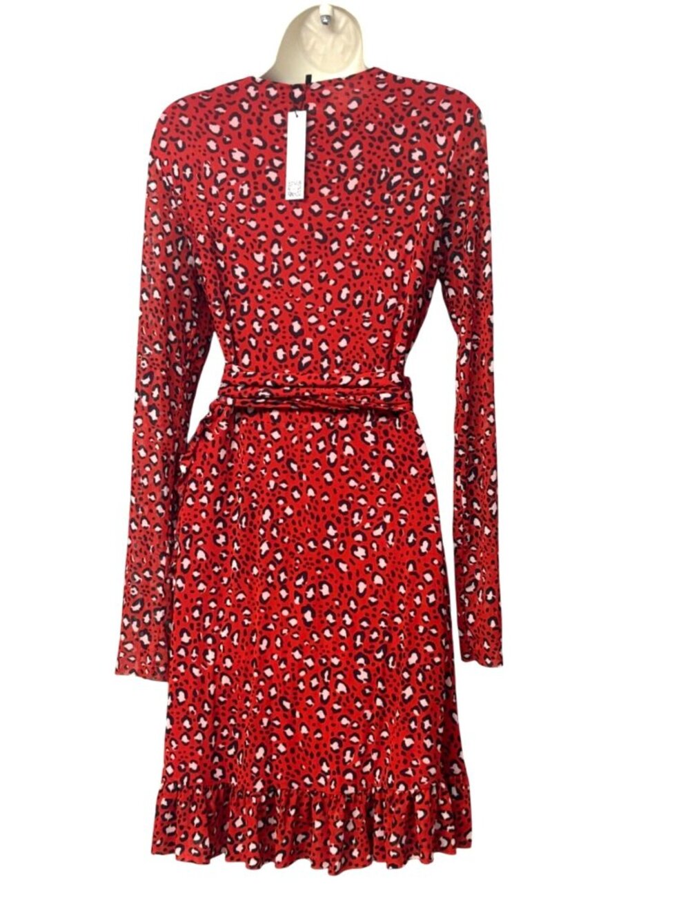 Sanctuary Emma Ruffled Wrap Dress, Red, Size M - Picture 5 of 11
